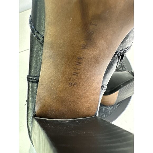 Vtg Nine West Genuine Leather Heeled Square Toe Boots 90s Y2K Sz 9 M - Picture 10 of 10